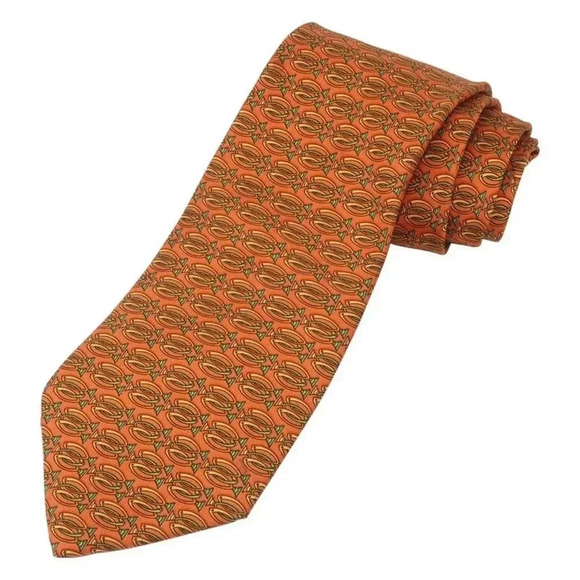 Salvatore Ferragamo Silk Men's Necktie With Abstract Fish Motif - Picture 1 of 4